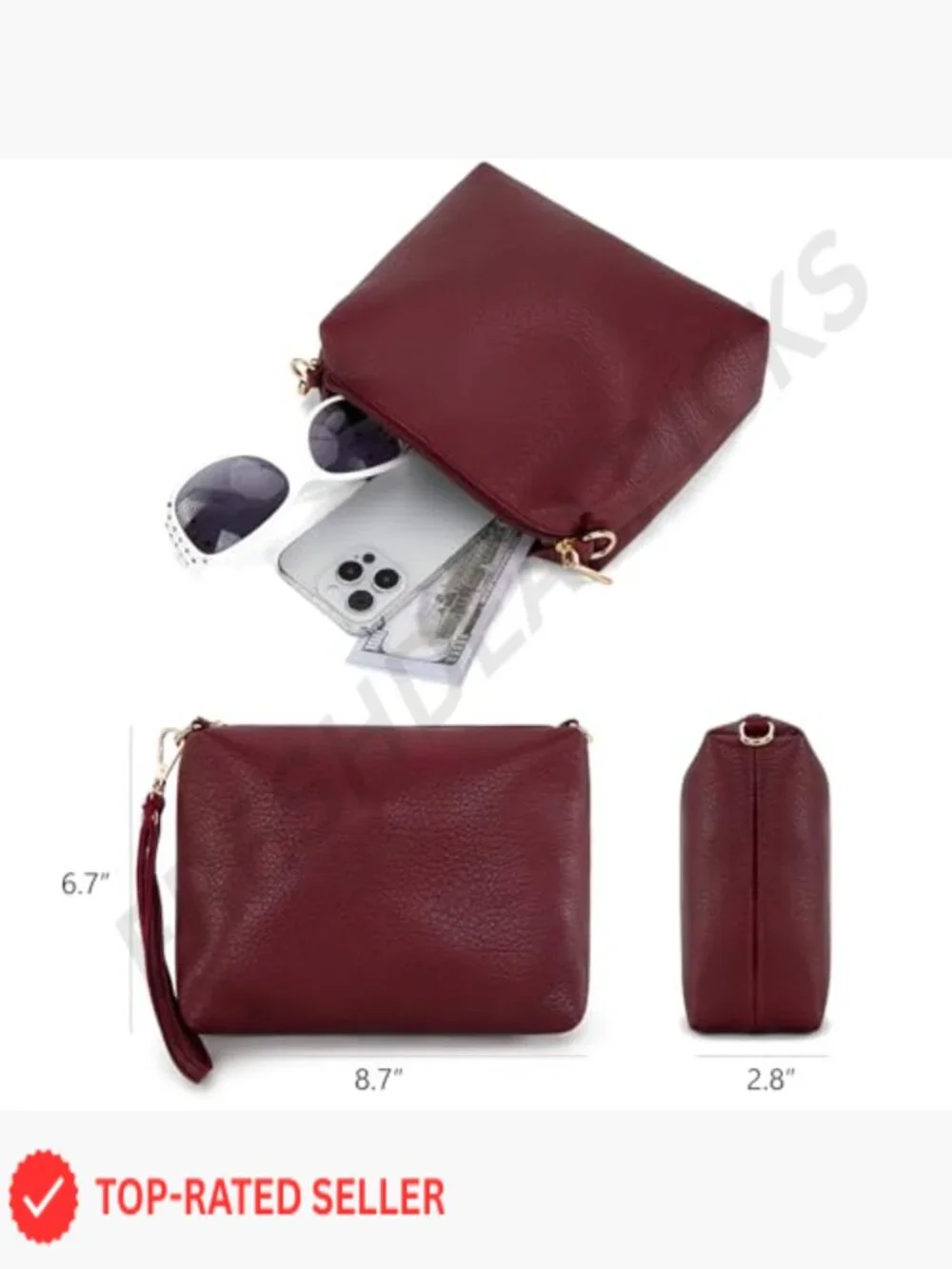 Hobo Bag for Women Ultra Soft Foldable Shoulder Slouchy Handbag with Cosmetic
